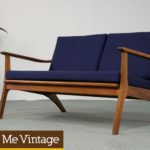 Mid Century Modern Navy Danish Style Sofa