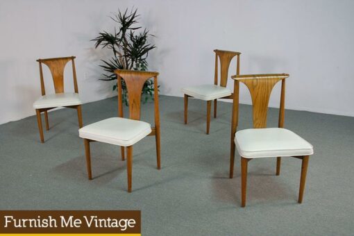 4 White Mid Century Modern Dining Chairs