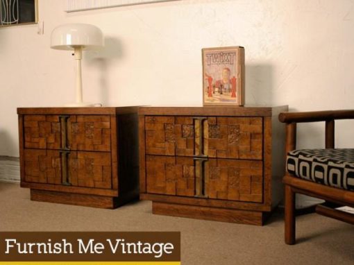 2 Vintage Brutalist Nightstands or Credenza