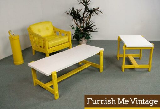 Retro Yellow Coffee Table and End Table