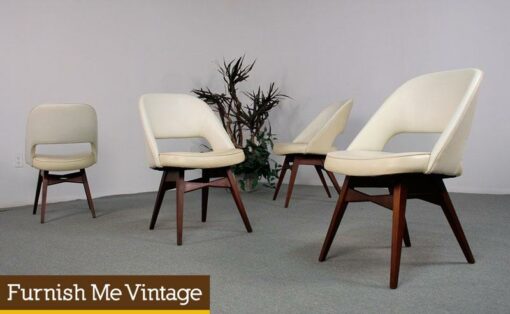 4 Mid Century Modern Upholstered Side Chairs