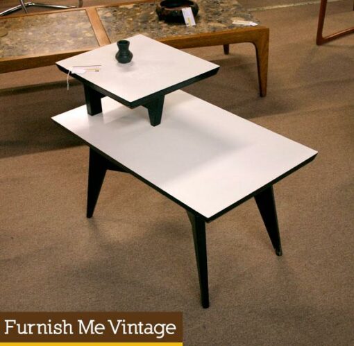 Mid Century Modern Black & White Step Table