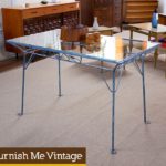 Vintage Blue Wrought Iron Patio Table