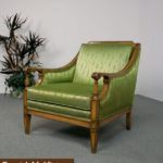 Vintage Green Satin Hollywood Regency Chair