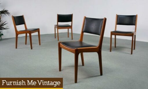 4 Recovered Danish Modern Teak Dining Chairs