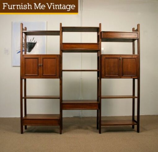 Retro Mahogany Room Divider Shelving Unit