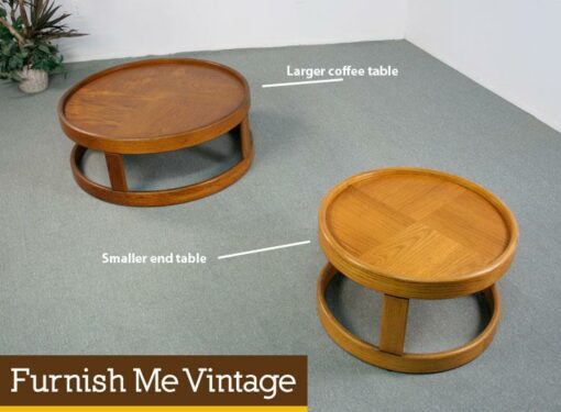 Vintage Post-Modern Circle Coffee Table & Side Table