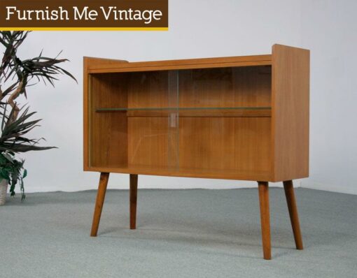 Small Blond Mid Century Modern Display Case