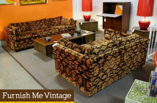 Retro 1970s Velvet Loveseat Sofa