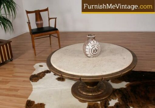 Marble Top Mediterranean Hollywood Regency Table