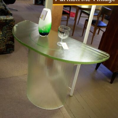 Vintage Glass Halfmoon Sofa Console Table