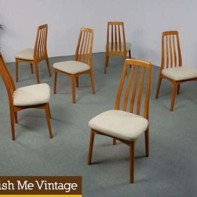 6 Danish Modern High Back Dining Chairs