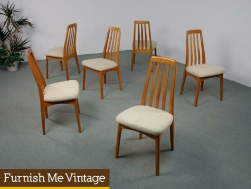 6 Danish Modern High Back Dining Chairs