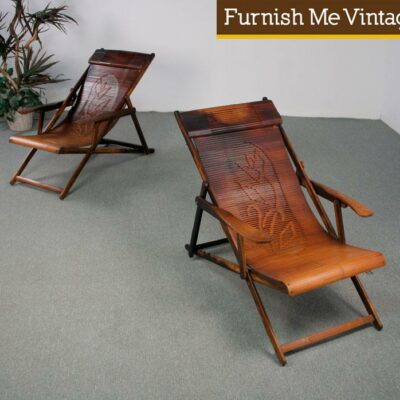 Pair of Vintage Teak Deck Chairs