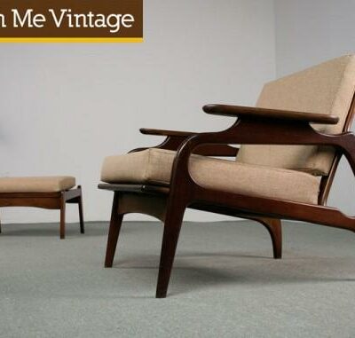 Curvy Mid Century Modern Lounge Chair with Ottoman