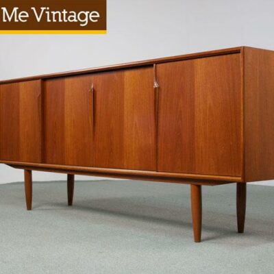 Long Mid Century Modern Danish Teak Credenza