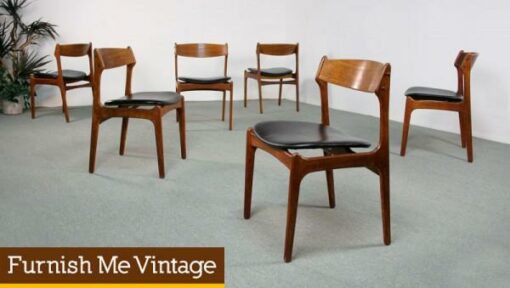 6 Erik Buck Danish Modern Teak Dining Chairs