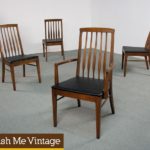 4 High Back Vintage Walnut Dining Chairs