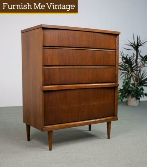 Mid Century Modern Walnut High Boy Dresser