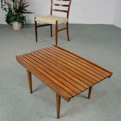 Mid Century Modern Mini Slat Bench Table