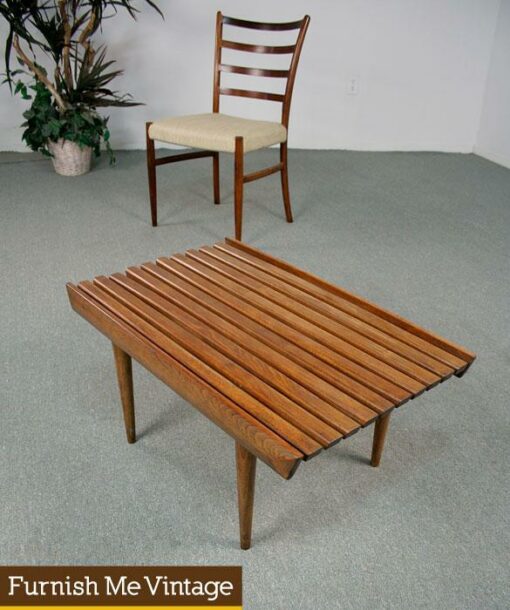 Mid Century Modern Mini Slat Bench Table