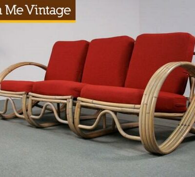 Modular Vintage Pretzel Rattan Sofa