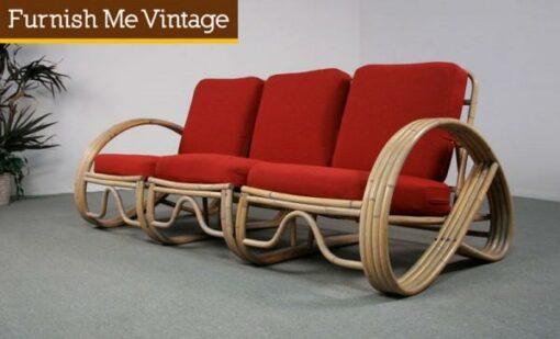 Modular Vintage Pretzel Rattan Sofa