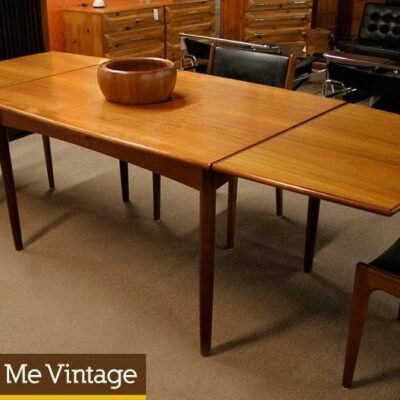 Refinished Tapered Vintage Danish Teak Dining Table