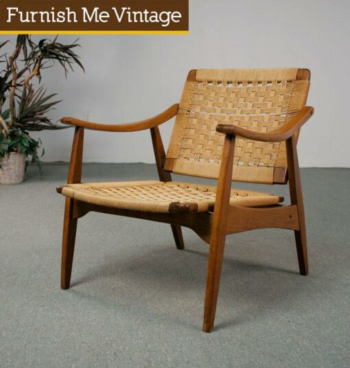 Mid Century Modern Tilt Back Rope Lounge Chair