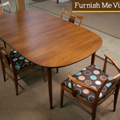 Mid Century Modern Walnut Dining Table with Leaf