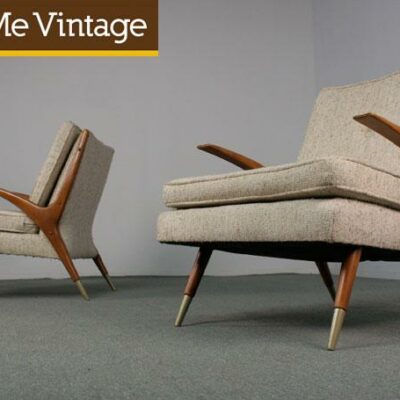 Pair of Mid Century Modern Elegant Lounge Chairs