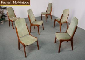 6 Mid Century Modern Danish Teak High Back Dining Chairs