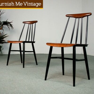 2 Petit Danish Teak Spindle Back Chairs