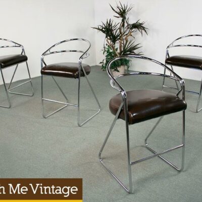 Four Vintage Chrome Bar Stools