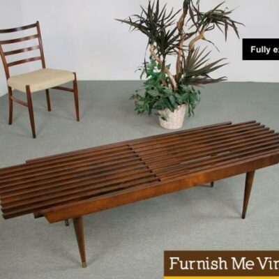 Mid Century Modern Expanding Slat Bench Table