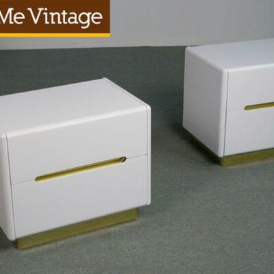 Pair Vintage Glam Gold & White Nightstands