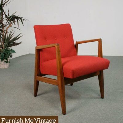 Vintage Jens Risom Reupholstered Red Chair