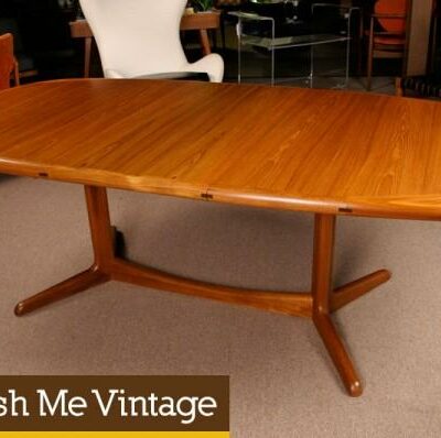 Danish Modern Oval Trestle Leg Dining Table