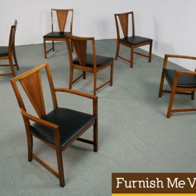 6 Mid Century Modern Triangle Back Dining Chairs