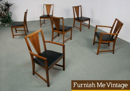 6 Mid Century Modern Triangle Back Dining Chairs