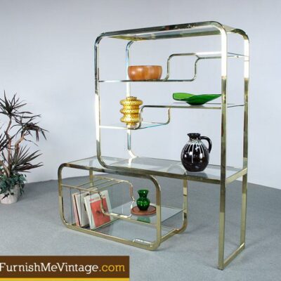 2-Piece Retro Gold Baughman Style Etagere