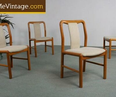 4 Ergonomic Danish Modern Teak Dining Chairs