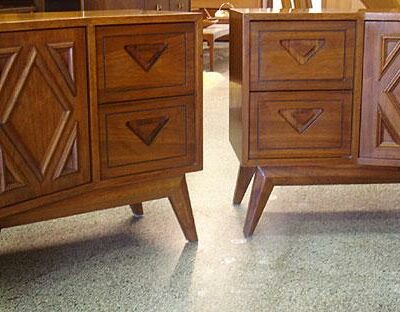 2 Very Unique Vintage Mid Century End Tables / Nightstands