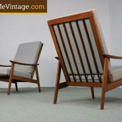 2 Retro High Back Danish Style Lounge Chairs