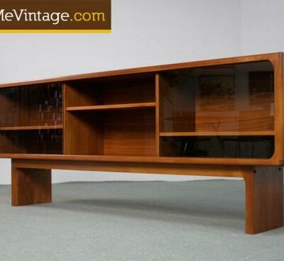 Danish Teak Sliding Glass Display Console