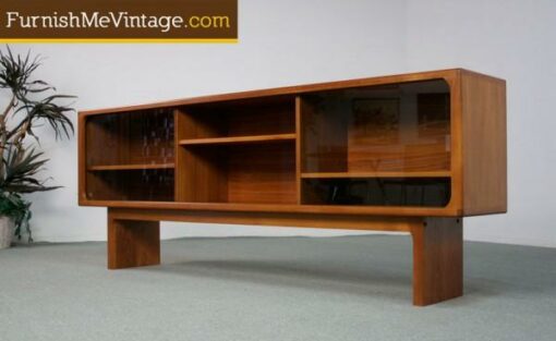 Danish Teak Sliding Glass Display Console