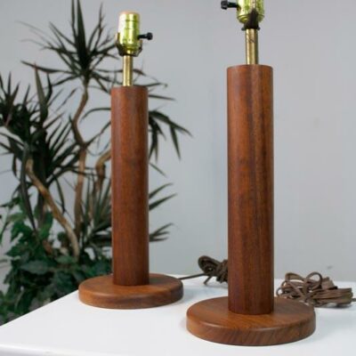 Pair of Mid Century Modern Danish Teak Lamps