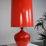 2 Matching Mid Century Modern Red Lamps