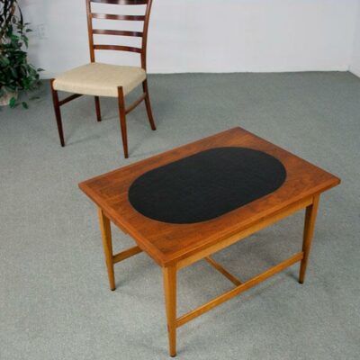 Danish Style Leather Top End Table