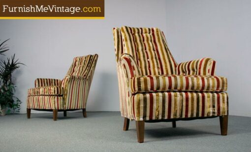 Retro Striped Velvet Arm Chair